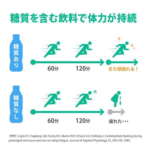 糖質を含む飲料で体力が持続
